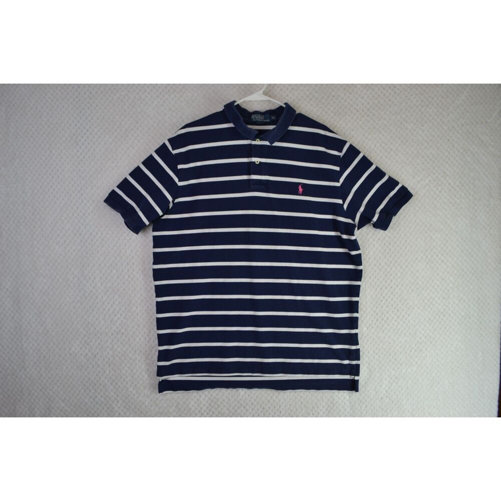 Polo Ralph Lauren Men's XL Blue Striped Short Sleeve Polo Shirt